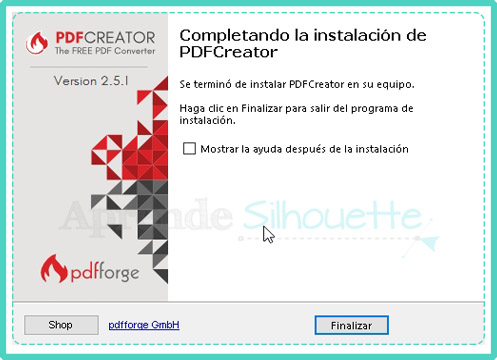Completando instalación de impresora PDF
