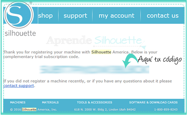 Activacion del codigo de regalo Silhouette cameo