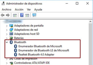 bluetooth administrador dispositivos